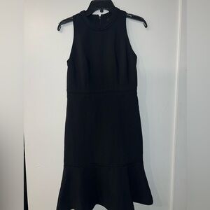 New Ann Taylor Black Sleeveless Fit & Flare Dress detailed Trim Midi petite 0